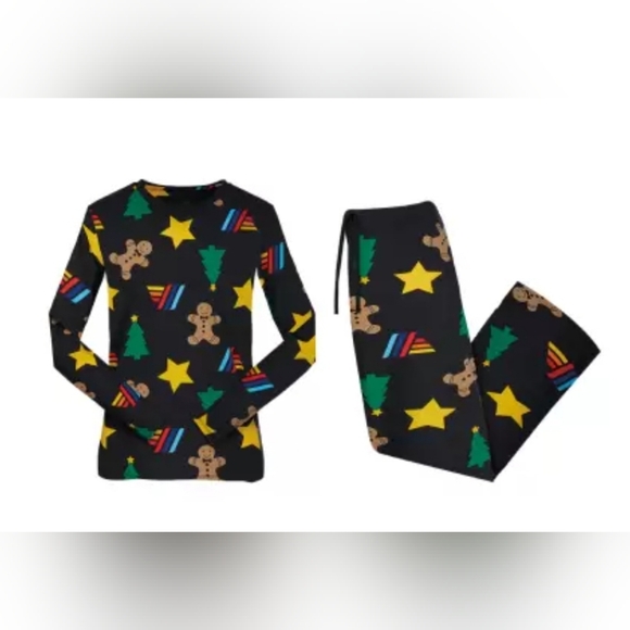 ALDI GEAR CHRISTMAS 2024 Men's L 2pc Cotton Blend Gingerbread Man Pajama Style 2 - Picture 3 of 12